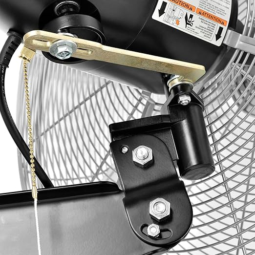 Global Industrial Deluxe Wall Mount Fan, 30" Diameter, Fixed and Oscillating Head, 3 Speed, 10,000 CFM at 1100 RPM, 1/2 HP, Tilting Head, For Indoor Use Only