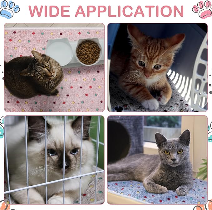 4 Pcs Waterproof Guinea Pig Blankets Washable Small Animal Fleece Bedding Absorbent Guinea Pig Cage Liners Reusable Pet Pee Pad Sleep Mat Pad Cover for Hamster Ferret (Colorful Dot,35 x 24 Inch)