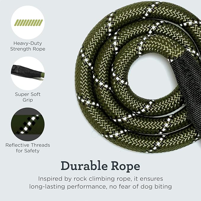 Dog Seat Belt for Car | Universal Dog Car Seatbelt | Durable Reflective Rope with Clip Hook Latch, Buckle and Carabiner- Safe and Secure Pet Safety Restraint (Army Green)