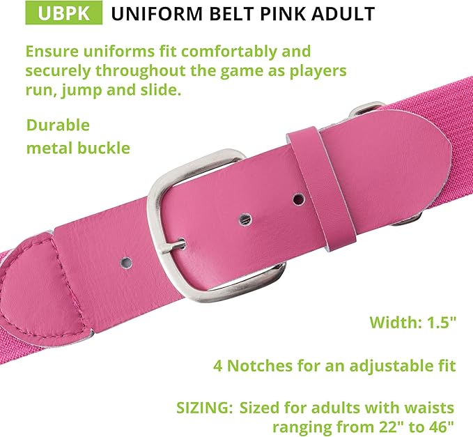 Champion Sports Baseball/Softball Uniform Belt, Comfort Stretch Fit Durable Syntex Tab - Youth & Adult Sizes, Multiple Colors