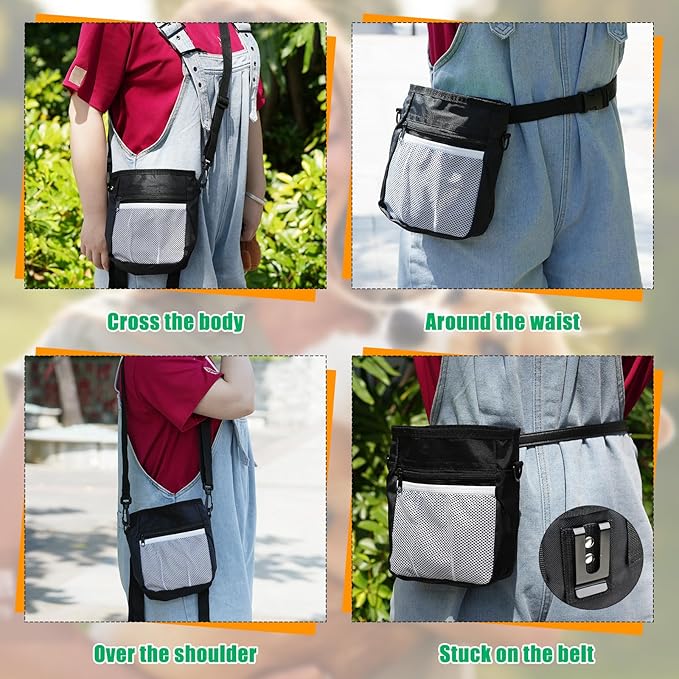 CONLI Dog Treat Pouch with Folding Bowl and Training Clicker, Treat Pouches for Pet Training Built-in Poop Bag Dispenser, Dog Training Treat Pouch for Pet Training Walking