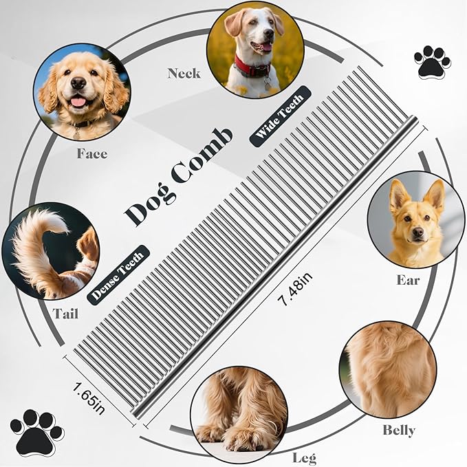 2PCS Slicker Brush for Dogs & Pet Comb,Professional Dog Grooming Brush (Goldendoodles,Poodles,Labradoodles) with Extra Long Pins to Effectively Remove Tangles, Knots and Mats (Green)