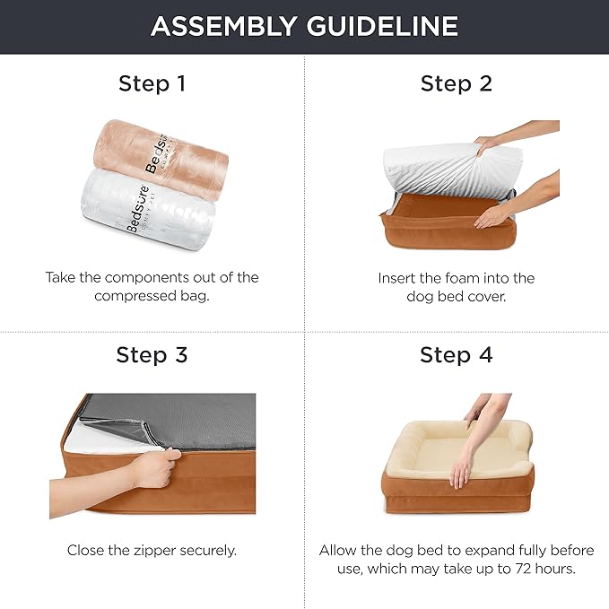 Bedsure XL Orthopedic Dog Bed for Extra Large Dogs - Washable XLarge Dog Cat Bed Waterproof, Comfort Dogs Couch Sofa with Washable Removable Cover, Pet Bed with Nonskid Bottom, Ember Clay, 42"