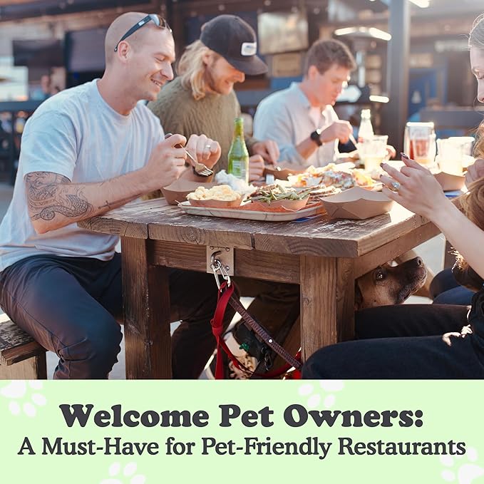 Canine Hitch- Secure Dog Leash Parking Wall Large Hook with Clip 2 Pack - Tie Out Stainless Steel & ABS Mounting Plate for Strength - Practical Lead Management for Home & Business