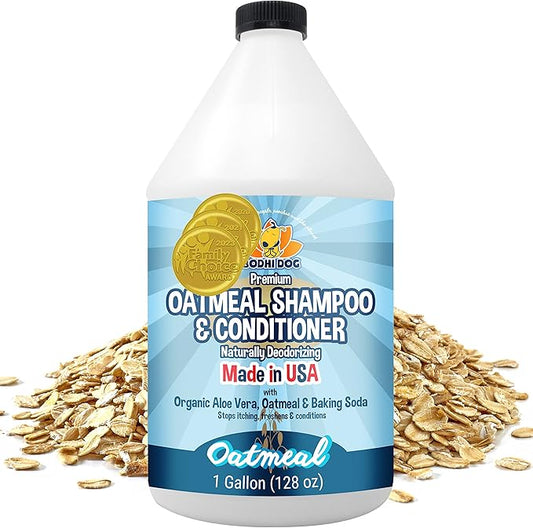 Bodhi Dog Organic Oatmeal Dog Shampoo & Conditioner - Hypoallergenic Formula - Naturally Deodorize Dogs, Cats & Pets - Moisturizes Dry, Itchy & Sensitive Skin - Made in USA (1 Gallon)