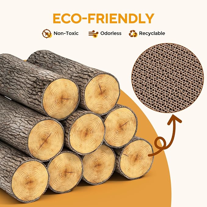 AUSCAT Cat Scratcher Box with 6PCS Cat Scratching Board, Cardboard Cat Scratchers for Indoor Cats, Reversible Cat Scratch Pads for Small Medium Kittens, 14.6" L x 10.9" W x 5.2" H