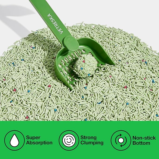 VETRESKA Tofu Cat Litter,Natural Kitty Litter Strong Clumping Flushable Cat Litter Pellets Ultra Absorbent,Odor Control,Dust-Free,Low Tracking Eco-Friendly Tofu Litter,Greentea(5.5lb×2bags)