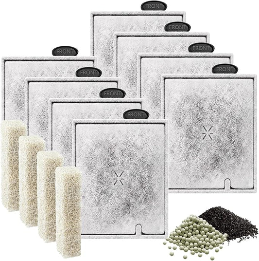 8 Pack Large Filter Cartridges Compatible with Aqueon QuietFlow Filter LED PRO Size 20,30,50,75/Power Filter Size 20,30,50,55/75, E Internal Size 40 Canister Filter