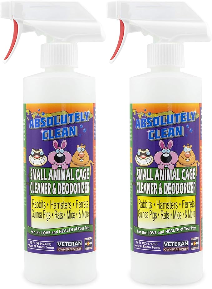 Amazing Small Animal Cage Cleaner, Just Spray/Wipe, Easily Removes Messes & Odors - Hamster Cages, Mice, Rat Cage, Guinea Pig Cage, Rabbit Cage, Ferret Cage, Dog Cage - USA Made