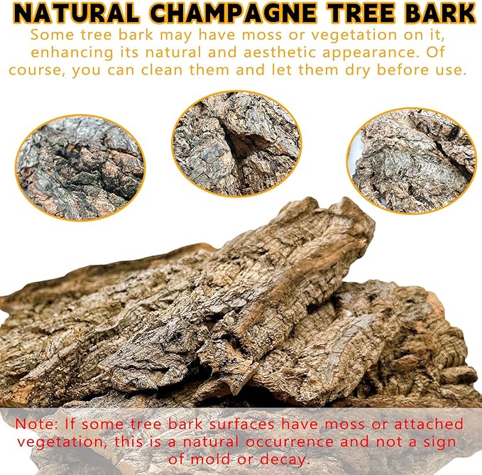 BNOSDM Reptile Terrarium Bark Substrate Bedding Tortoise Natural Cork Bark Reptile Climbing Mat Habitat Decor for Lizard Snake Spiders Hermit Crabs Tarantula Geckos Bearded Dragons (1.4 LB)