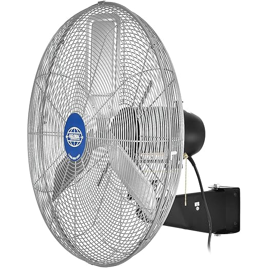 Global Industrial Deluxe Oscillating Wall Mount Fan, 24" Diameter, 1/2HP, 8,650CFM