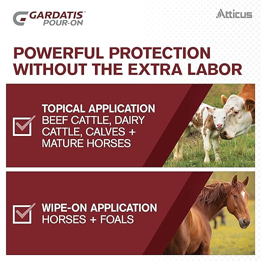 Atticus Gardatis Pour-On Insecticide with IGR (1/2 Gal) - Control Lice, Flies, and Ticks on Cattle and Horses - (Compare to Clean-Up II) - Permethrin 5.0% and Diflubenzuron 3.0%