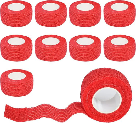 9 Pack 1" x 5 Yards Self Adhesive Bandage Wrap Self Stick Wrap for Ankle, Wrist, Finger, Sports, Breathable Cohesive Vet Tape for Pets (Red)