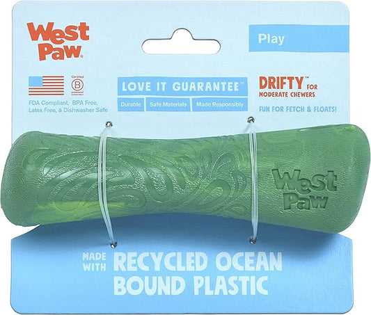 WEST PAW Seaflex Drifty Dog Toy – Machine Washable Dog Toys for Moderate Chewers – Eco-Friendly Zogoflex Toys for Dogs – Perfect for Gnawing, Fetch, Catch, Pet Training – 5.75" Small, Emerald
