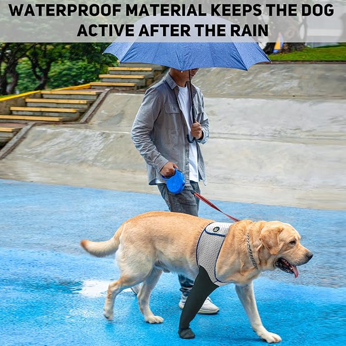 COODEO Dog Socks to Prevent Licking Paws, Healing Boots & Paw Protectors with Non-Slip Bottoms for Wound Protection, Waterproof Sleeve Shoes for Licking（Grey，M_Right