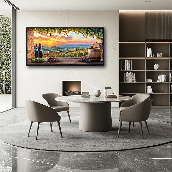 Large Sunrise Landscape Wall Art for Living Room, Sunset Scenery Canvas Oversized Wall Decor for Dining Room, Farmhouse Framed Pictures Painting Print Artwork for Bedroom Office 60L" x 30W"