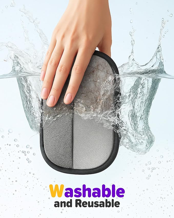 2025 Thickened Electrostatic Pet Hair Removal Gloves (2 Pcs) - Reusable Strong Grooming Gloves for Cats & Dogs, Hair Remover for Couch, Furniture, Carpet, Car Seats & Clothing (Purple)