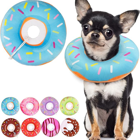Cat Cone Collar Soft, Cute Cat Donut Collar After Surgery, Adjustable Kitten Recovery Cones to Stop Licking, Lightweight Neck Elizabethan Collars for Cats Kittens (Blue, Large)