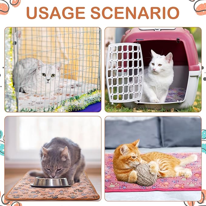 4 Pcs Waterproof Guinea Pig Blankets Washable Small Animal Fleece Bedding Absorbent Guinea Pig Cage Liners Reusable Pet Pee Pad Sleep Mat Pad Cover for Hamster Ferret (Paw Print, 28 x 56 Inch)