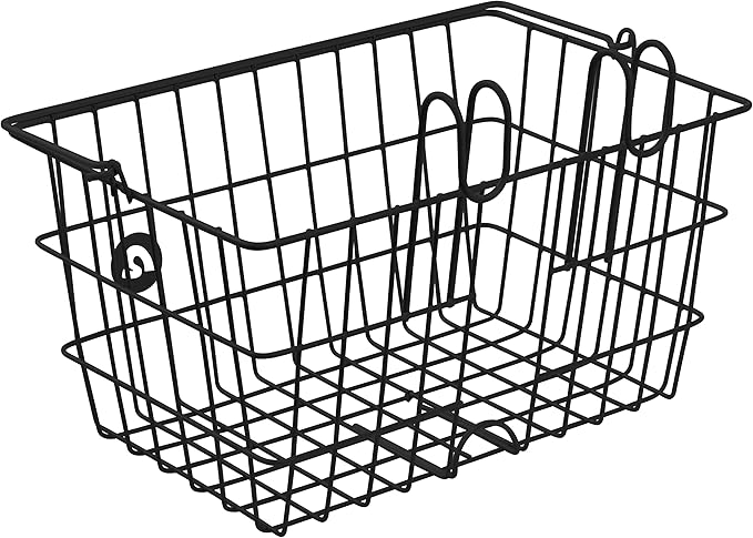 Retrospec Apollo-Lite Lift-Off Bike Basket - Detachable Steel Handlebar Basket with Carrying Handle for Commuting, Shopping & Beach Trips - 14.5in x 9.5in Weather-Resistant Biking Gear