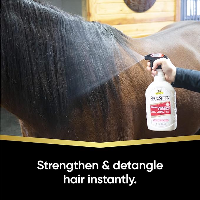 Absorbine ShowSheen Hair Polish & Detangler 32oz Spray Bottle, Horse and Dog Coat, Mane and Tail, Instant Detangling & Reduces Hair Breakage for Healthy Grooming & Radiant Shine