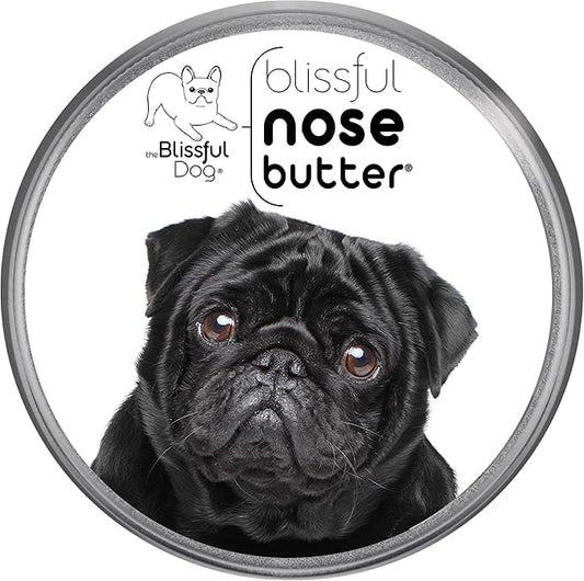 The Blissful Dog Black Pug Nose Butter for Dry, Cracked Skin, Lick-Safe Dog Nose Balm with Moisturizing Shea Butter, Almond, Olive, and Essential Oils, Pet Supplies, Uncented, 8 oz.