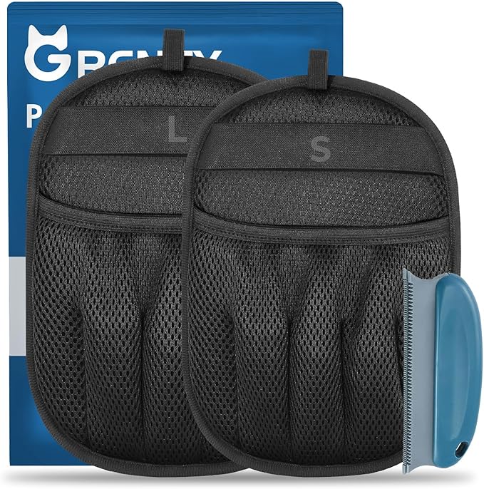 2Pcs Pet Hair Removal Gloves Kit (2 Sizes) for Dogs & Cats, 2025 Newly Upgraded Five-Finger Electrostatic Pet Hair Gloves, Reusable Pet Hair Remover Tools for Clothing, Carpet, Sofa Gaps, Car Seat