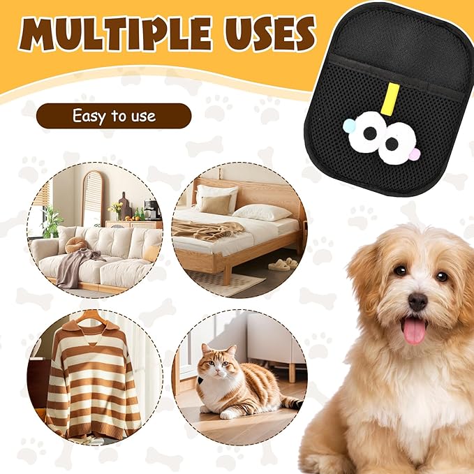 2 PCS Electrostatic Pet Hair Remover, Pet Hair Remover Tool for Cats & Dogs, Cleaning Gloves for Carpet, Couch, Furniture, Car Seat, Double-Sided, Reusable, Washable