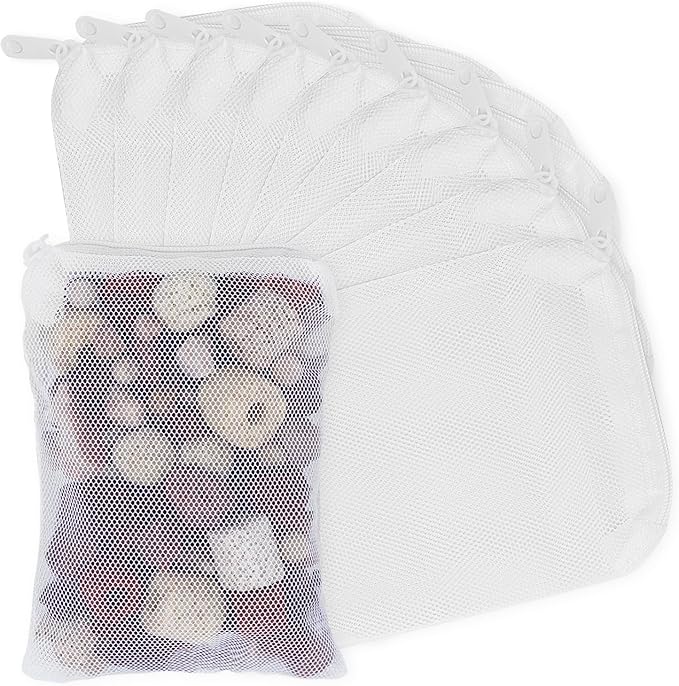 Aquarium Filter Media Bags for Aquarium with Zipper, Fine Mesh Bag Reusable Strong Polyester for Activated Carbon, Bio Filter Balls, Ceramic Rings, Filter Stones, White 10PCS 3.93" x 5.9"
