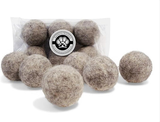 Wool Cat Toys - Felt Cat Toy Balls for Small Pet Fetch and Play - Eco Friendly Quiet Wool Ball Cat Toy for Cats and Kittens - Choose Your Colors (Gray)