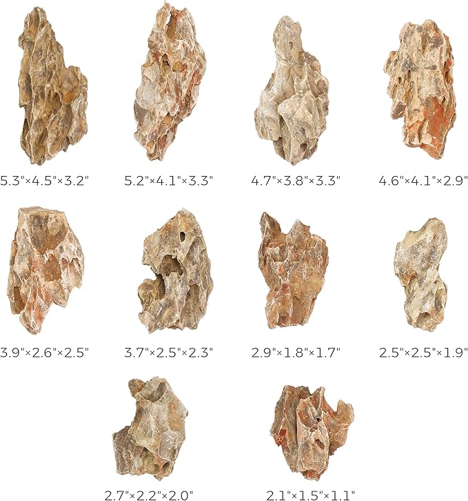 2-4 Inches Natural Dragon Stone 10 PCS Aquarium Rocks for Aquascaping, Aquarium Landscaping, Terrariums, Fish Tank Decoration, Vivariums, Paludarium, Reptile and Amphibian Enclosures