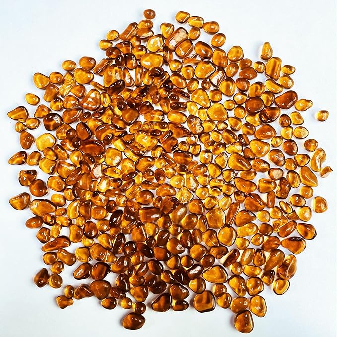 Glass Stones, 0.85LB/385g Orange Aquarium Gravel Rocks, Orange Pebbles for Fish Tank, Sea Glass for Vase Filler Craft