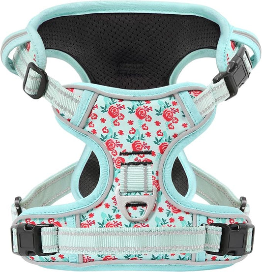 Timos Dog Harness, No-Pull Pet Harness with 2 Leash Clips, 3 Snap Buckles Adjustable Soft Padded Dog Vest, Reflective No-Choke Pet Oxford Vest with Easy Control Handle for Small Medium Large Dogs