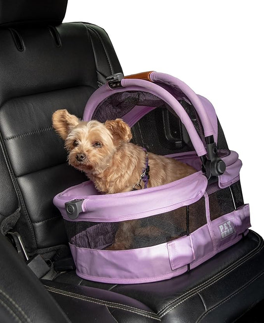 Pet Gear No-Zip View 360 Ultra Lite Pet Safety Carrier & Car Seat for Small Dogs & Cats Push Button Entry, 15", Larkspur,View 360 Ultra Light 15-inch,Larkspur