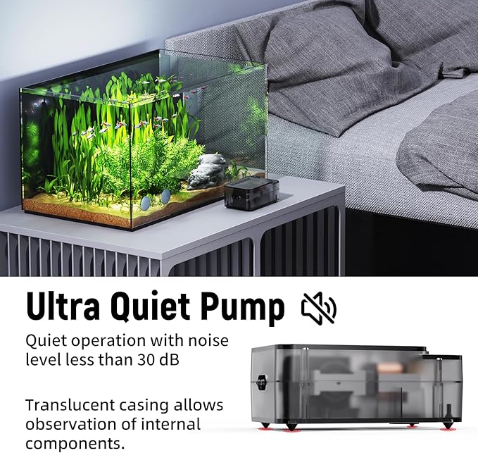 Aquarium Air Pump,Ultra-Quiet/Small Size/More Output Air Pump for Fish Tank 1.5w/29GPH/14Kpa,with Air Stone Bubbler,Adjustable Airflow,Single Outlet Suitable for 20-40 Gallon Fish Tank