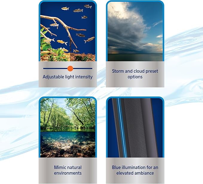 Coralife Fish Tank Aquarium Seascape WiFi/Bluetooth Smart LED Light Fixture, 30-36"