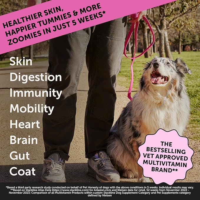 Dog Multivitamin Max Strength - 15 in 1 Vitamins for Health & Heart - Essentials Fish Oil, Glucosamine, Probiotics, Omega Fish Oil - Multivitamins Supplements for Skin and Coat