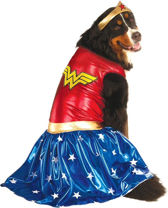 DC Comics: Wonder Woman Pet Costume for For Dogs or Cats by Rubies, Large
