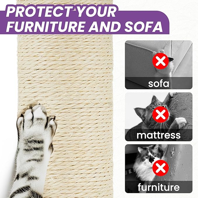 55 Inch Large Cat Tree Tower for Indoor Cats with Hammock Green Leaves Sisal Scratching Post, Plush Hang Ball Play Furniture for Kittens & Adult Cats, New Purple