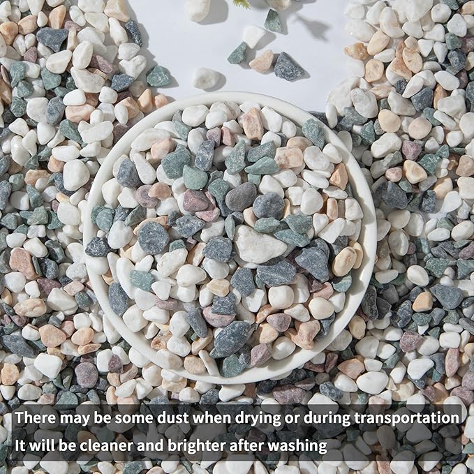 2lb Succulent and Cactus Gravel Pebbles 1/5-3/8 Inch Natural Decorative Polished Stones River Rocks for Plants, Vases, Aquariums, Terrarium and Outdoor Gardening, Mixed Color