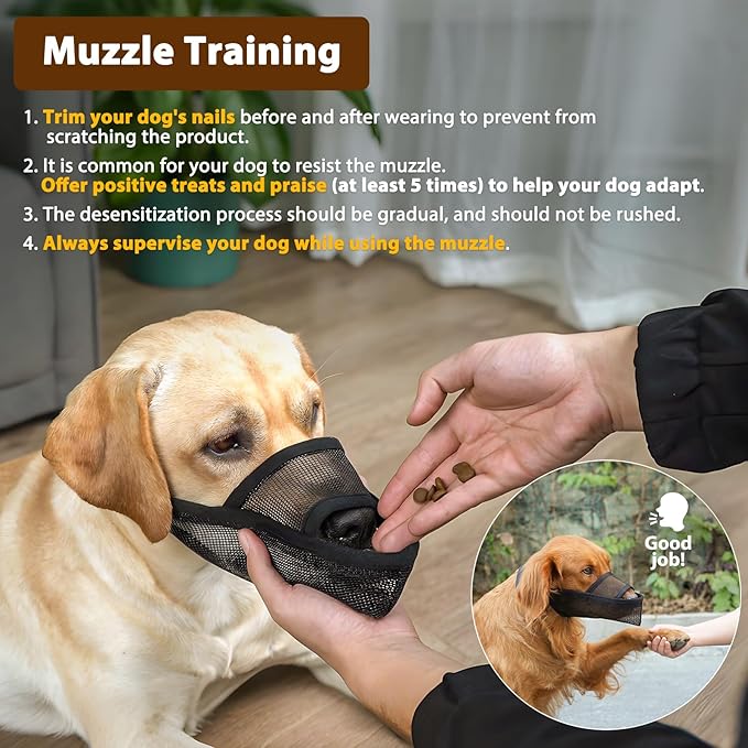 Crazy Felix Nylon Dog Muzzle for Small Medium Large Dogs Poodle Labrador Golden Retriever Doberman, Air Mesh Breathable and Drinkable Pet Mouth Guard for Anti-Biting Chewing Scavenging(XL, Grey)