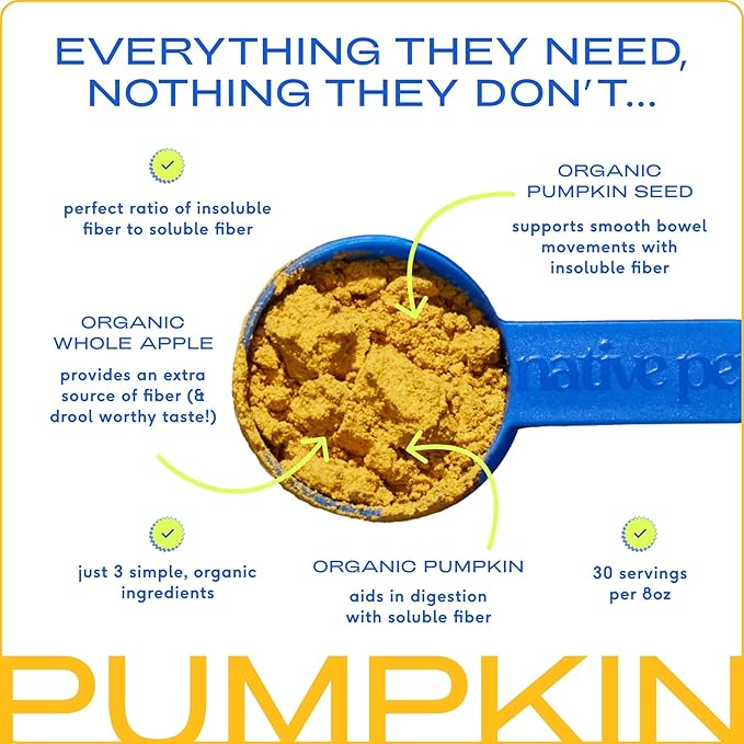 Native Pet Omega Oil for Dogs & Pumpkin for Dogs | Dog Fish Oil Supplements | All-Natural, Organic Pumpkin Fiber for Dogs | 8 Oz. Omega Oil & Pumpkin Powder