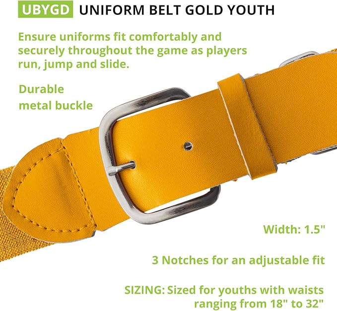 Champion Sports Baseball/Softball Uniform Belt, Comfort Stretch Fit Durable Syntex Tab - Youth & Adult Sizes, Multiple Colors