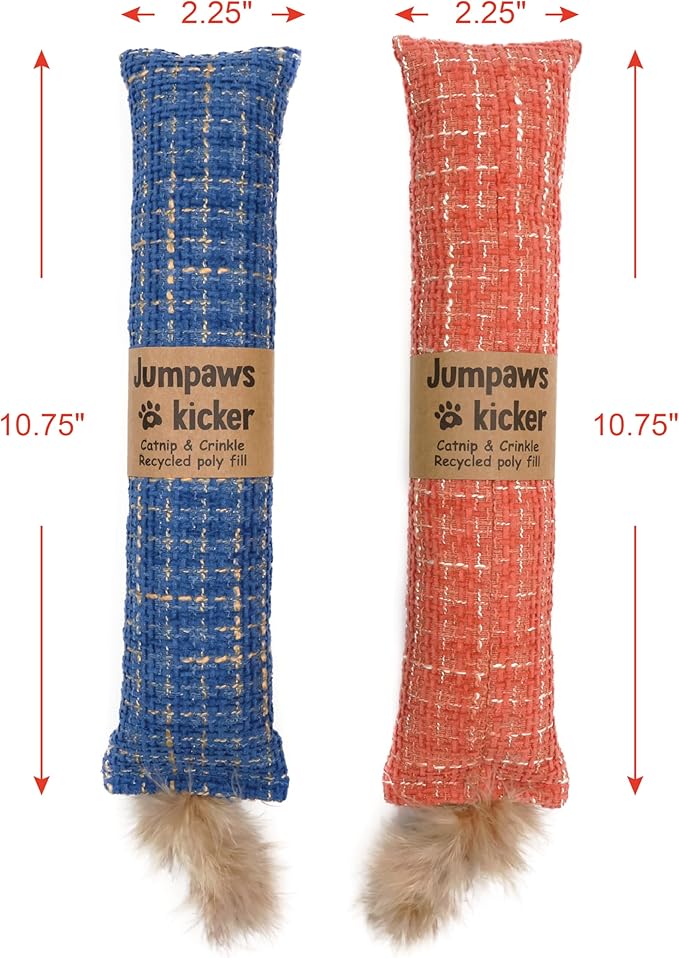 2 Pack Natural Interactive Catnip Cat Kicker Toys, Bite Resistant Chew Toy, Accessories for Indoor Cat (Twill Weave)