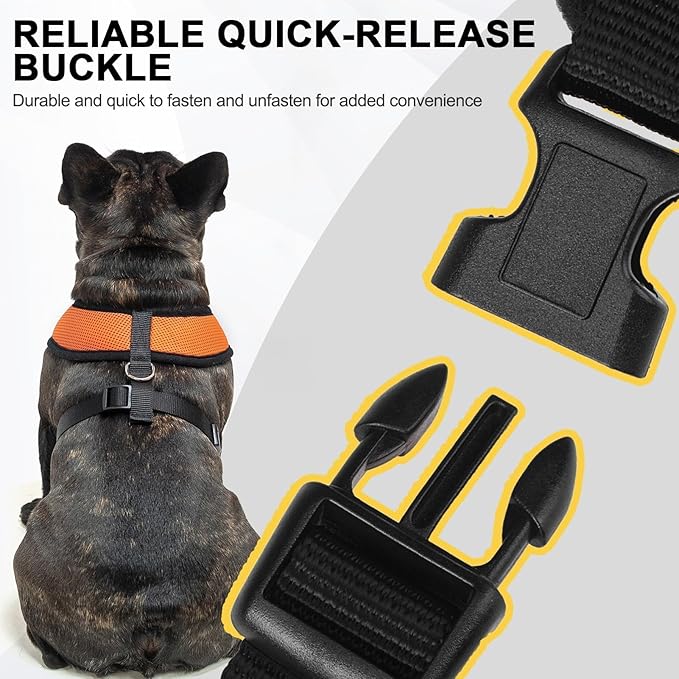 BINGPET No Pull Dog Harness,Soft Mesh Breathable All Weather Vest Harness,Safety Protection Design Durable Adjustable Step-in Easy Walk Dog Harness for Small Medium Large Dogs(Orange,XL)