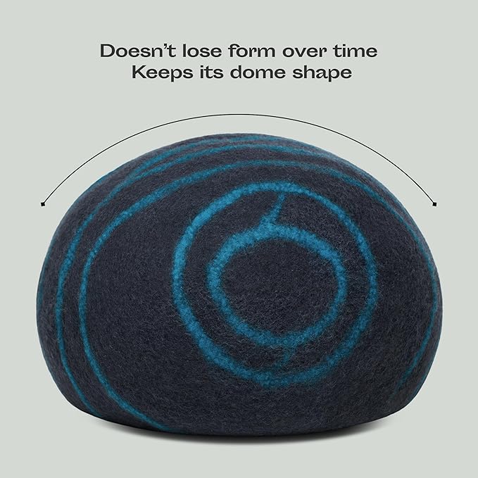 MEOWFIA Cat Cave – Premium Felt Cat Bed for Indoor Cats, Handmade 100% Merino Wool (Large, Black Aqua)