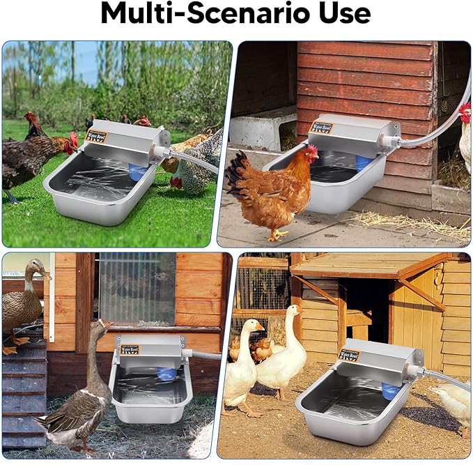 Automatic Water Dispenser for Dog, 3L Dog Water Bowl Dispenser, Stainless Steel Indoor/Outdoor Water Feeder Suitable for Dogs Livestock Chicken Horse, Easy to Clean