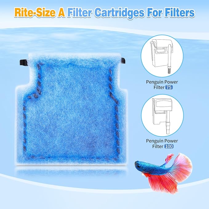 8/16/32 Pack Rite-Size A Filter Cartridges Compatible with MarineLand Penguin Power Filters 75 & 100 - Rite-Size A Replacement Filter Cartridges Compatible with MarineLand Penguin Power Filter