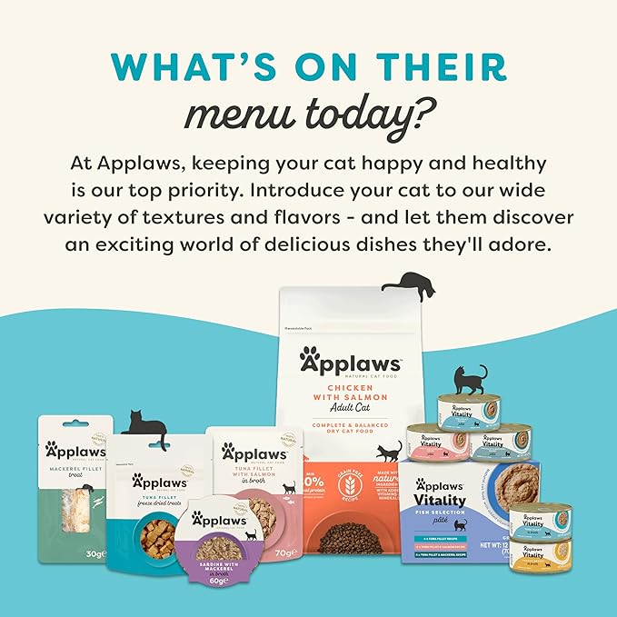 Applaws Vitality Wet Cat Food in Broth, Natural Canned Cat Food, Wet Food for Cats with Added Vitamins and Minerals, Grain Free, Carrageenan Free, Tuna Fillet in Broth (24 Count, 2.47 oz Cans)