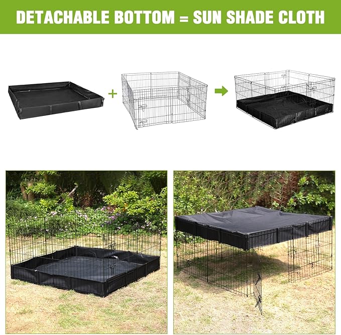 Bunny Playpen Indoor & Outdoor, Rabbit Playpen with Waterproof Liner, Extension Guinea Pig Cages for Small Animals (Playpen Only)